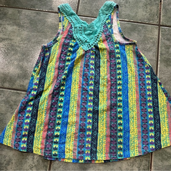 VTG Y2K Bright Colorful Striped Patterned Hippie Boho Crochet Lace Knit Cami - Picture 2 of 5